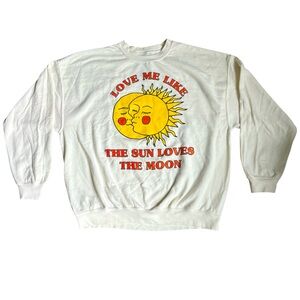 PacSun Golden Hour sweatshirt crewneck graphic sun moon white OS NWT